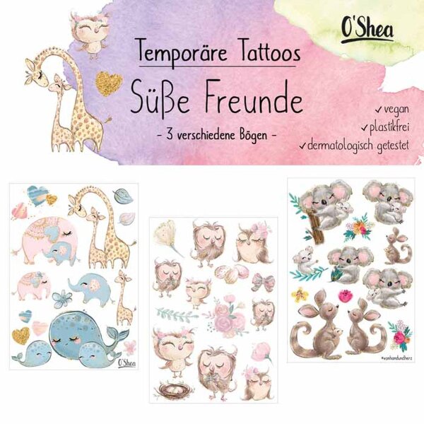 Klebetattoos für Kinder - Süße Freunde